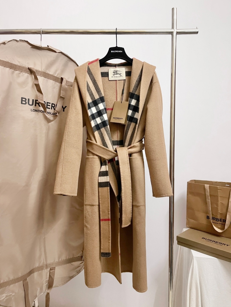 Burberry Limited Edition Cashmere Wool Double-Faced Hooded Wrap Coat in Camel