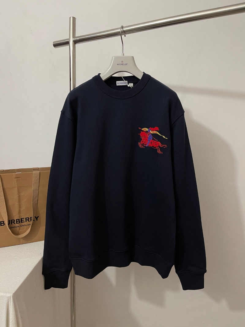 Burberry Equestrian Knight Design Embroidered Navy Cotton Sweatshirt
