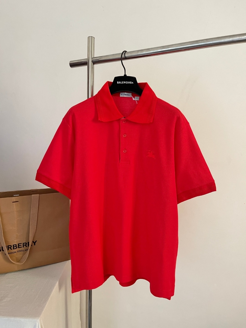 Burberry Tonal Equestrian Knight Cotton Piqué Polo Shirt in Vibrant Red
