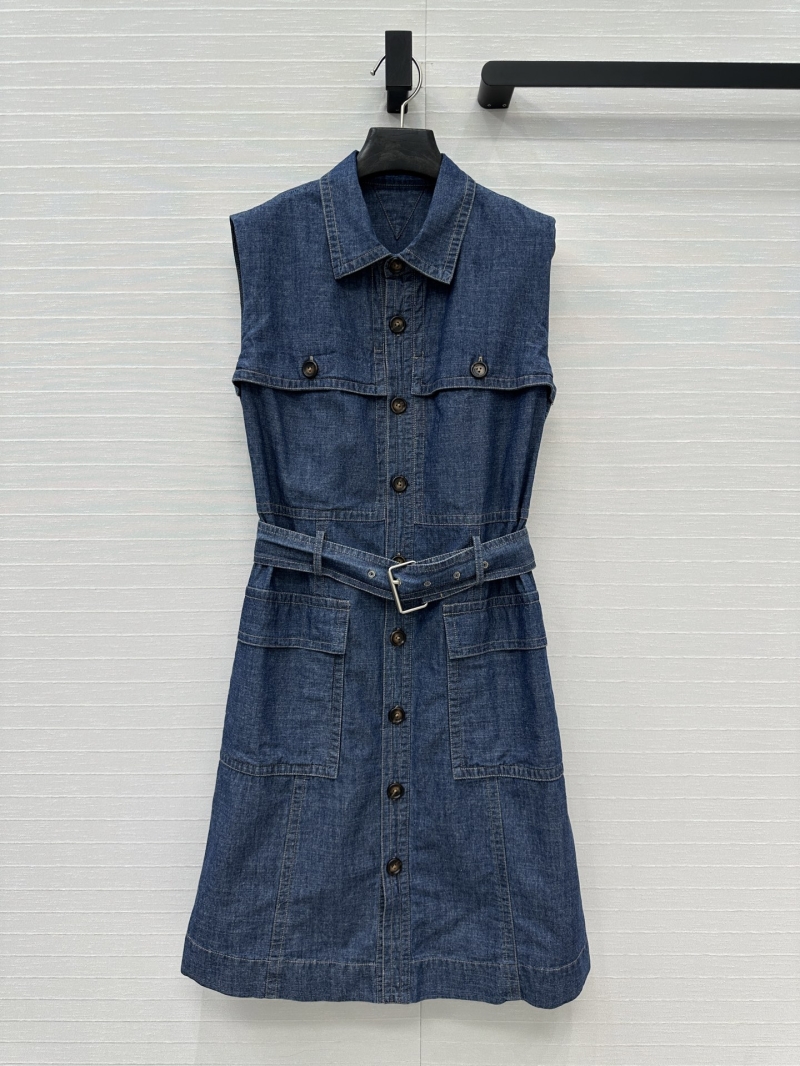 Bottega Veneta Vintage Washed Denim Vest Dress - Elegant & Slimming