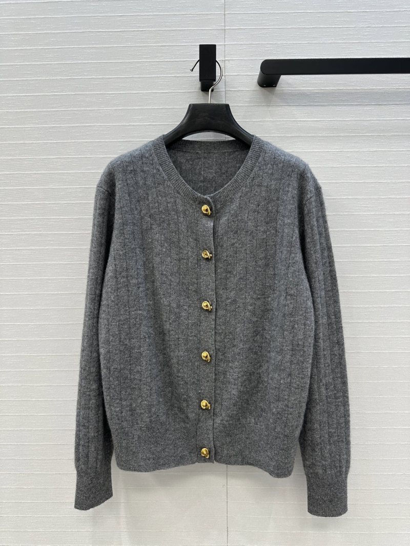 Bottega Veneta BV25 Early Autumn Knotted Metal Button Cashmere Grey Cardigan