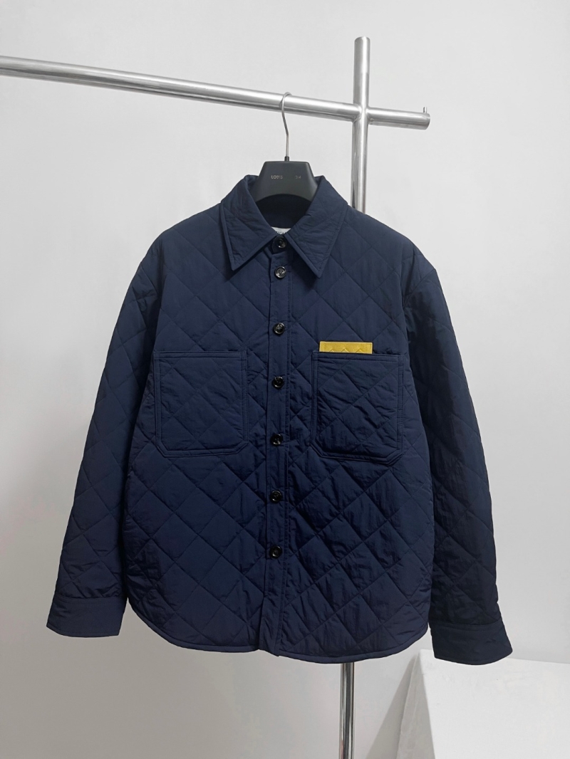 Bottega Veneta Diamond-Quilted Navy Shacket with Signature Accent Tab