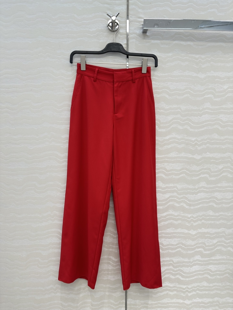 Bottega Veneta Exquisite Fine-Spun Wool Minimalist Straight-Leg Trousers in Vibrant Red