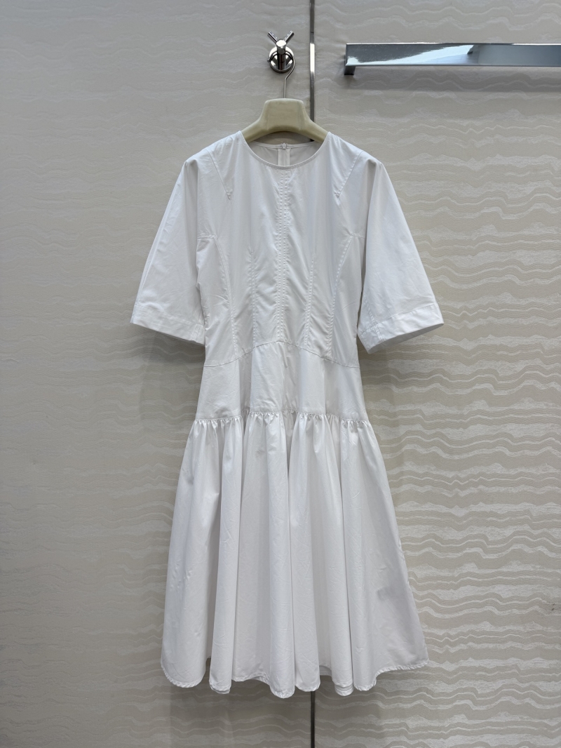 Bottega Veneta Minimalist Lantern-Skirt Dress in Premium White