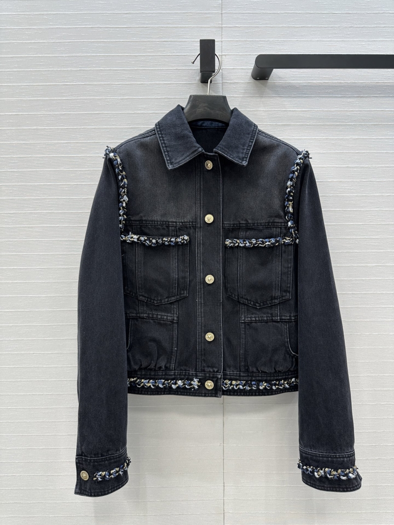 Chanel Coco Girl 25C Series Denim Jacket - Black | Custom Enzyme Wash | Handwoven Trim | Slim Fit