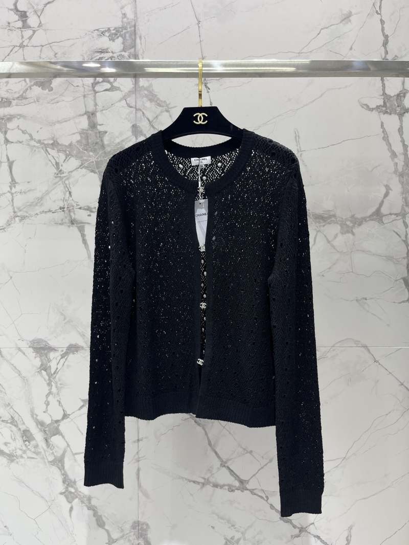 Chanel Women"s New Collection Black Lace Knit Cardigan