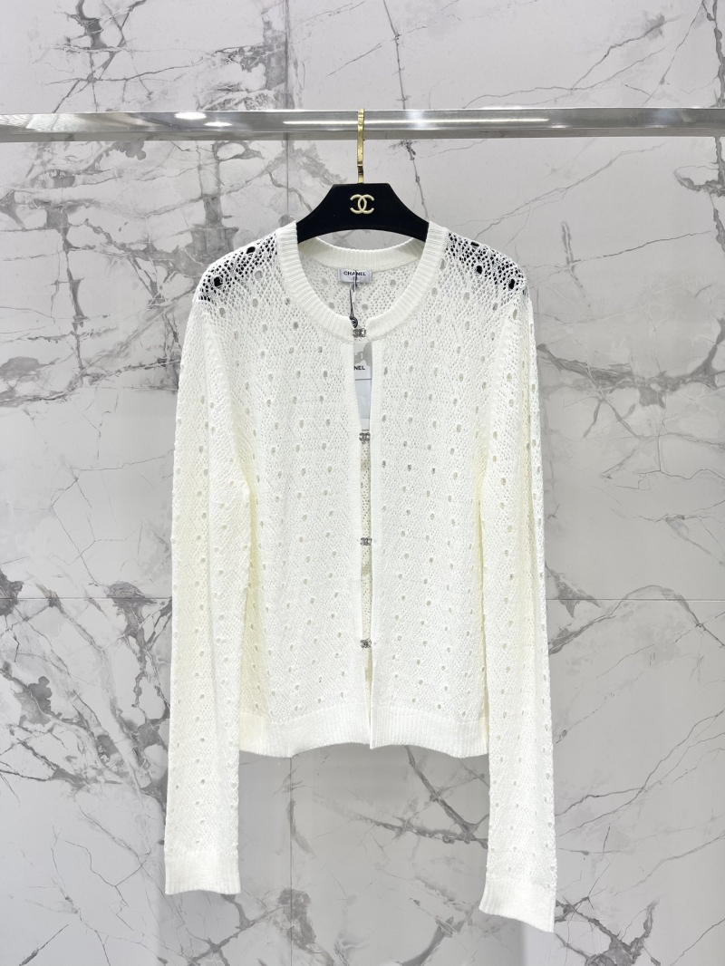Chanel Women"s Luxe Openwork Knit Cardigan in White