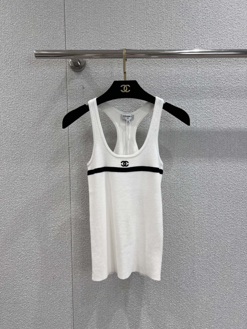 Chanel Spring/Summer Exclusive Ribbed Knit Sleeveless Dress in White