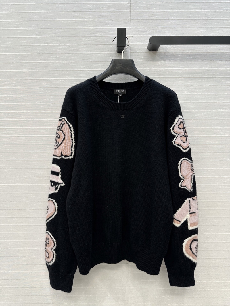 Chanel Exclusive Jennie-Inspired V-Neck Cartoon Print Cardigan in Black & Pink