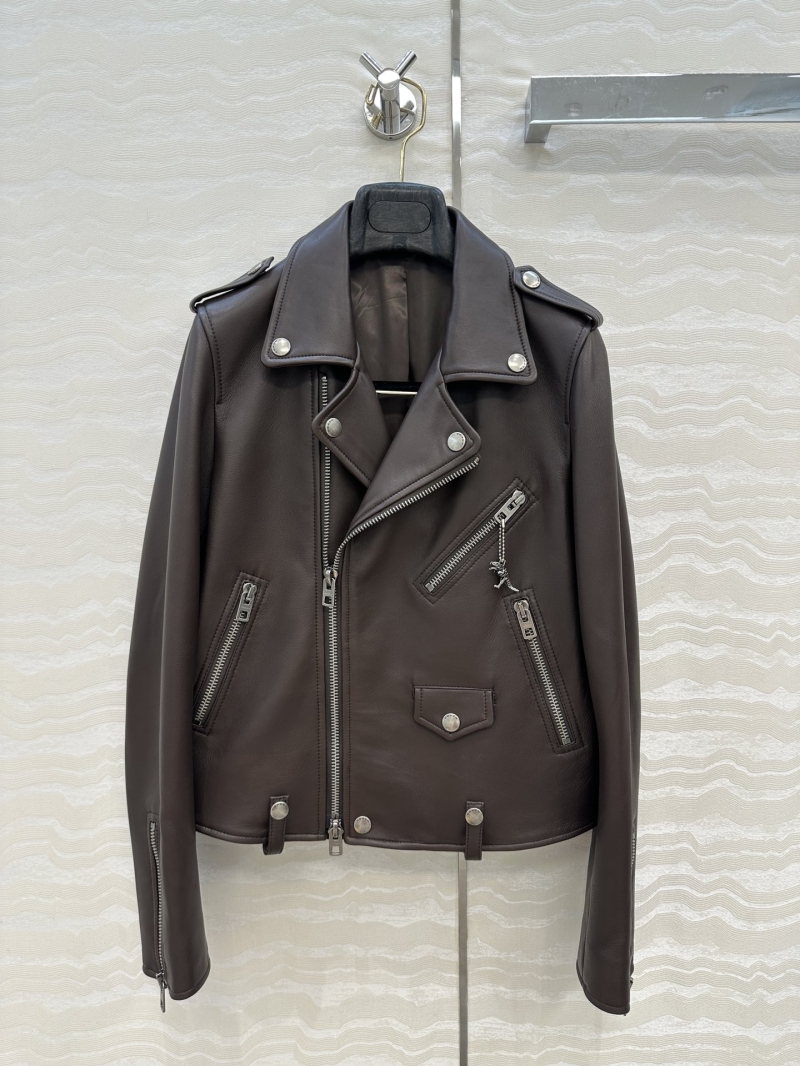 Coach Unisex Coch Dinosaur Pendant Biker Jacket in Luxe Deep Brown – 100% Premium New Zealand Lambskin