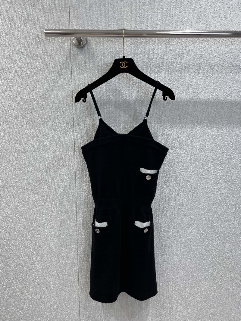 Chanel 25B Atelier Collection Black Knit Sleeveless Dress with Contrast Trim