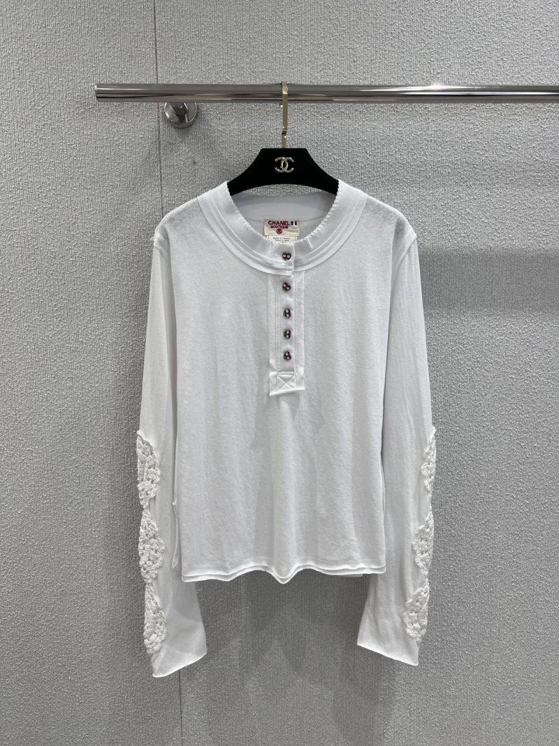 Chanel 25FW Early Autumn Long-Sleeve Lace T-Shirt in White