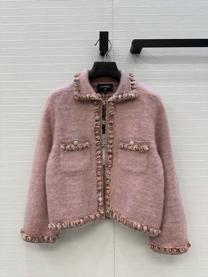 Chanel Coco Collection: Luxe Pink Knit Cardigan with Crystal CC Buttons