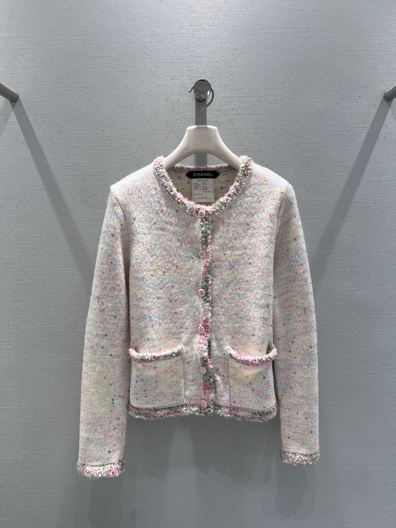 Chanel 2025FW Tweed Jacket - Handcrafted Tweed, Pastel Speckled, Frayed Trim