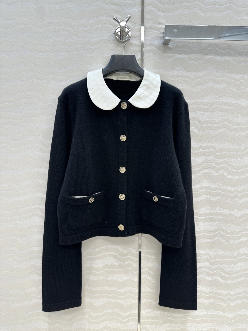 Chanel Coco25b Pretty Girl Collection Contrast Jacquard Detachable Collar Cashmere Cardigan
