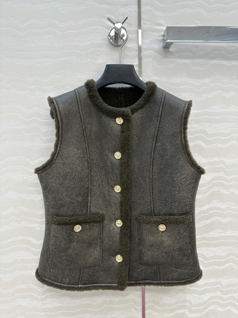Chanel Limited Edition 25A Distressed Shearling Vest - Luxe Double-Faced Leather