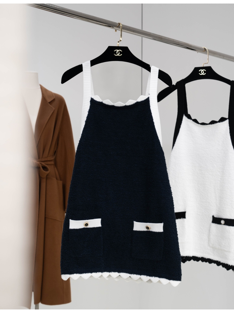 CHANEL Exquisite Silk Blend Camisole | Navy & White Contrast Trim | Opulent, Timeless Design