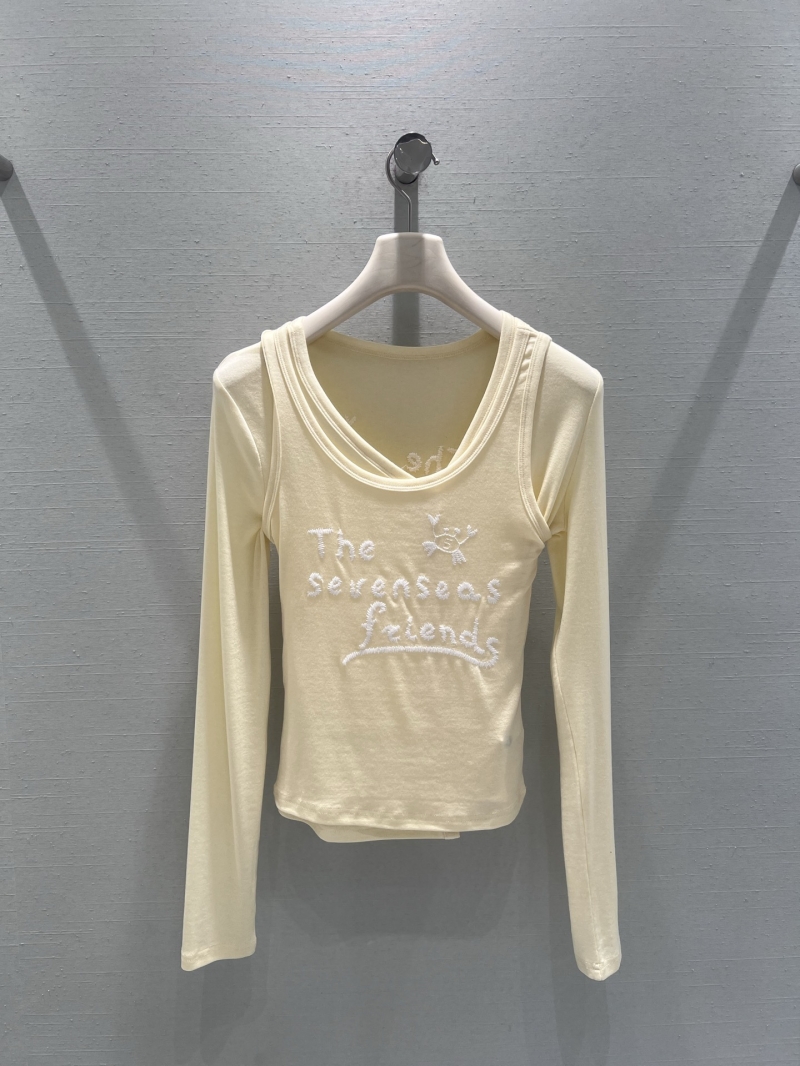 Chanel Butter Yellow Embroidered Two-Piece Long-Sleeve T-Shirt - 2026SS Early Spring Collection
