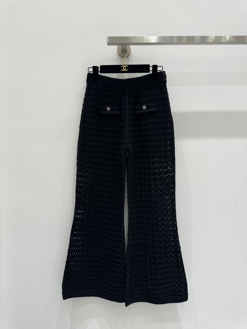 Chanel Limited Edition Handcrafted Crochet Wide-Leg Pants - Black