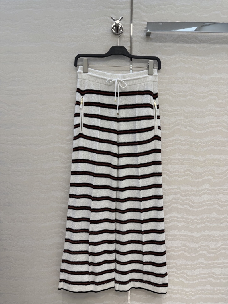 Chanel Exquisite Specialty Yarn Striped Knit Wide-Leg Trousers
