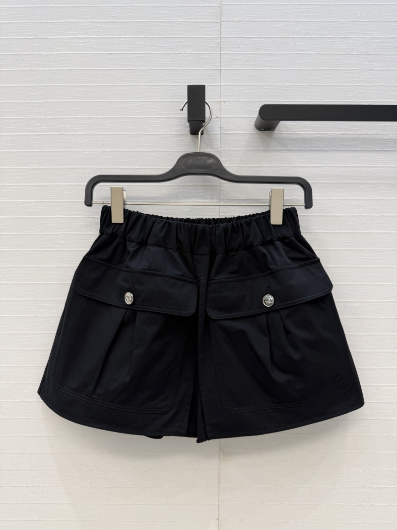 Chanel Exquisite Cotton Vintage Cargo Skort in Polished Black