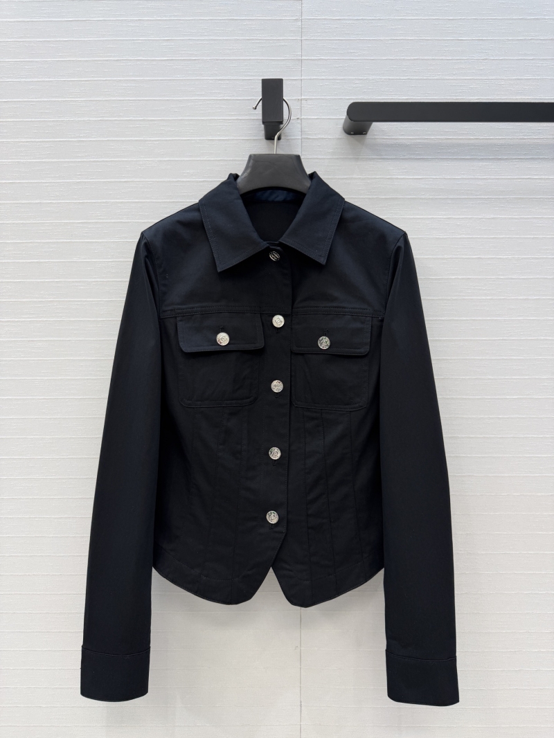 Chanel Cotton Vintage Workwear-Inspired Cinched Jacket in Black