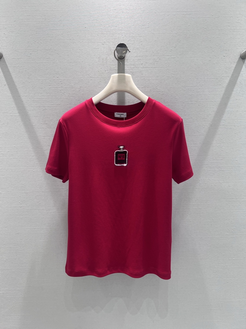 Chanel Mademoiselle Coco N°5 Embellished T-Shirt - Vibrant Fuchsia Pink Luxury Cotton Tee