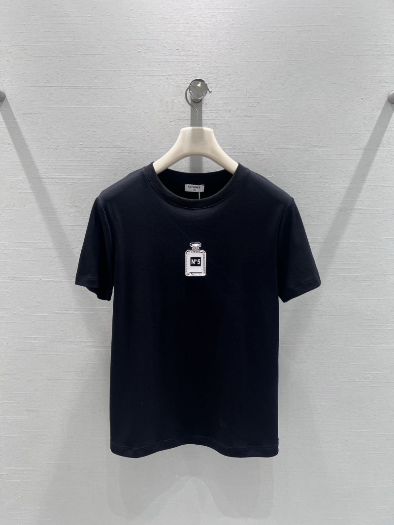 Chanel Coco Mademoiselle No. 5 Perfume Graphic T-Shirt in Black