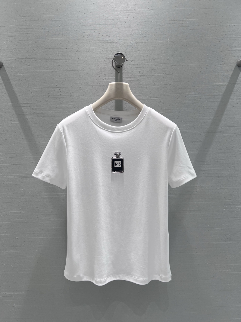 Chanel N°5 Perfume Bottle Graphic T-Shirt in White Cotton Jersey