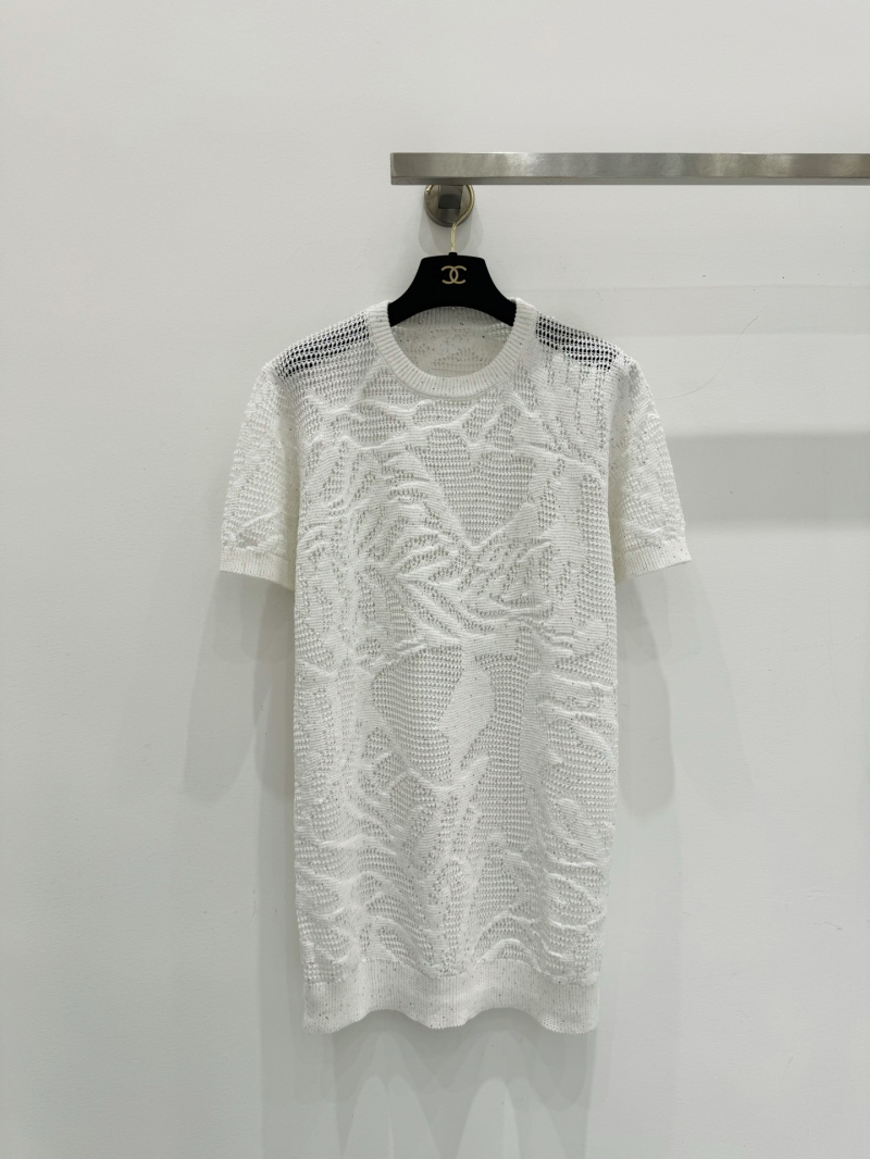 Chanel Sequin Linen-Cotton Knit Mini Dress in White