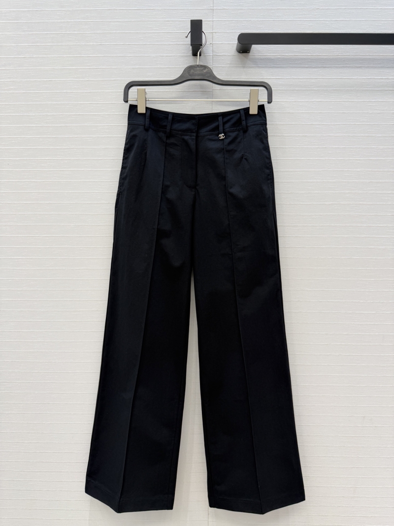 Chanel Utility Straight-Leg Trousers with Signature Metal CC Button