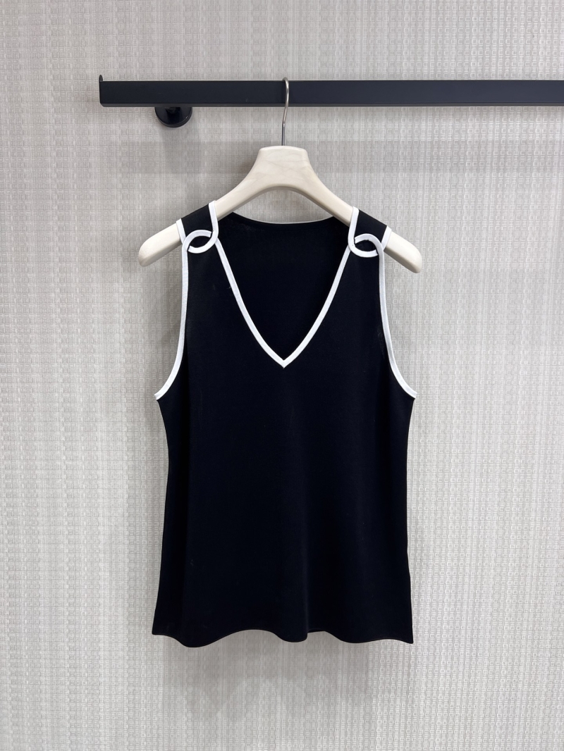 Chanel Contrast Piping Knit Tank Top - Circular Cutout Detail in Black and White