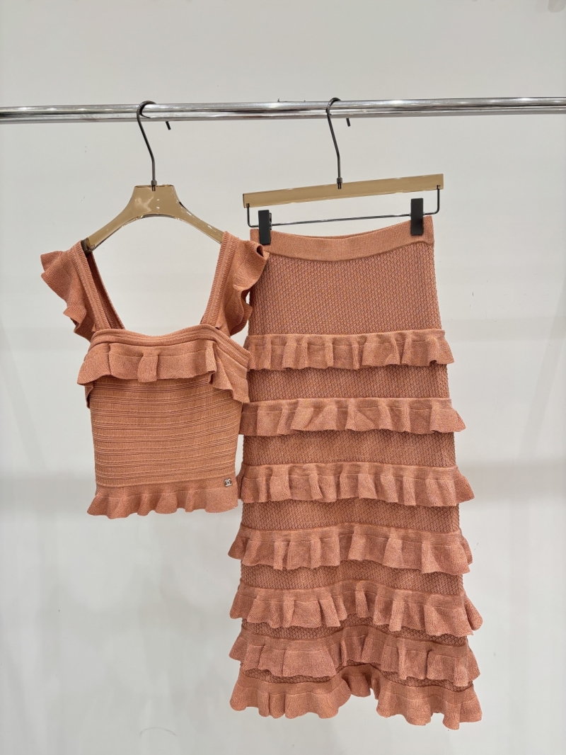Chanel Ruffled Knit Two-Piece Set in Terracotta SS26