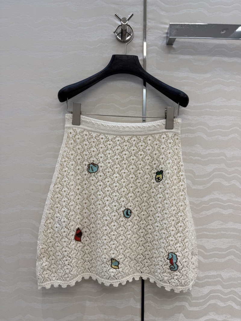 Chanel Specialty Yarn Undersea World Crochet Mini Skirt in Ivory