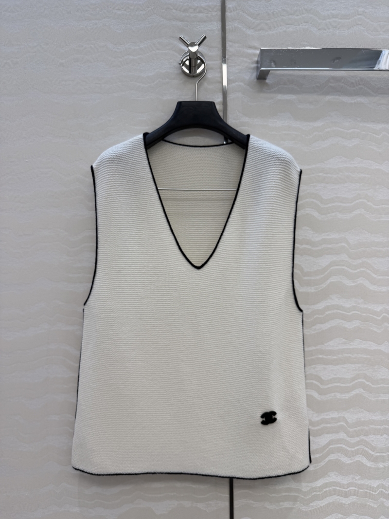 Chanel Cashmere Collegiate V-Neck Knit Sweater Vest