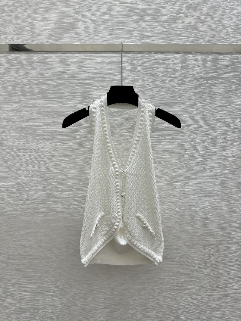 Chanel V-Neck Halter-Neck Knit Vest in Pure White