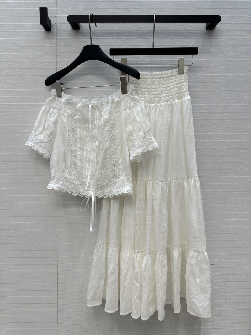 Celine White Linen Midi Skirt - Elegant French Riviera Style