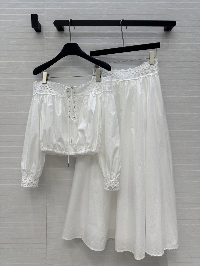 Celine Elegant White Midi Skirt - Lace Embroidery & Vintage Palace Style