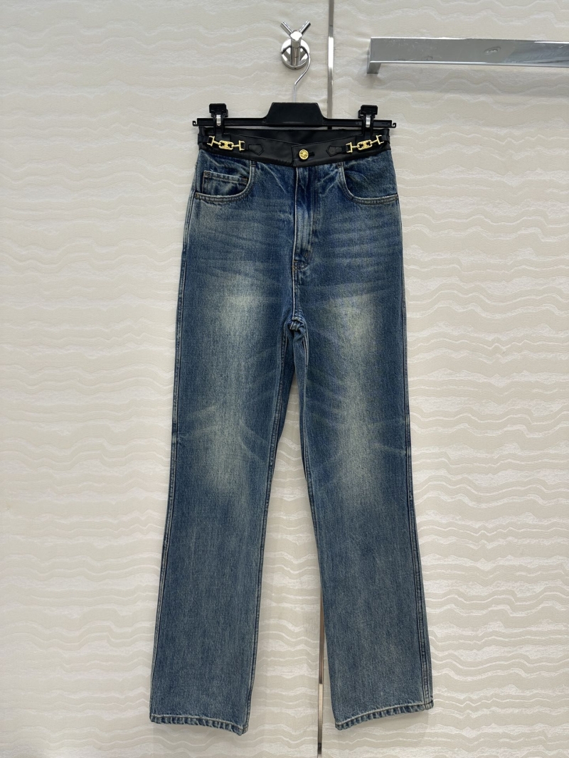 Celine Luxe Black Leather Patchwork Jeans - High-Street Chic