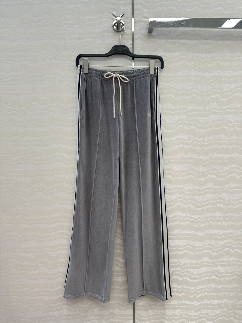 Celine CE Baseball Girl Straight-Leg Pants - Luxe Cotton Velvet with Stripe Accents
