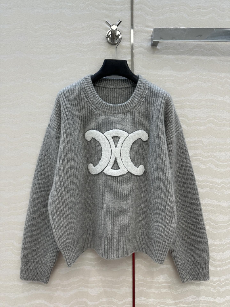 Celine Exclusive Arch Logo Cashmere Sweater - Luxe 100% Imported Wool, Classic Lazy Fit, Two Colors Available