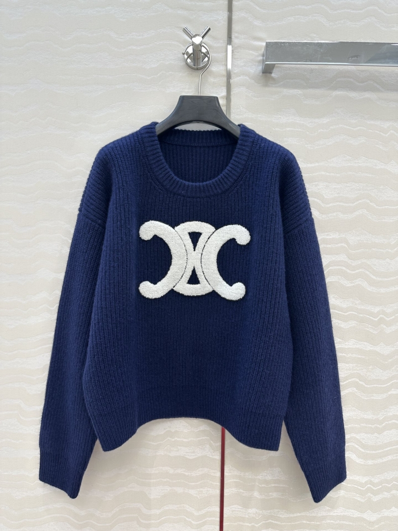 Celine Exclusive CE Arch Logo Wool Sweater - Luxe 100% Imported Wool, Classic Fit