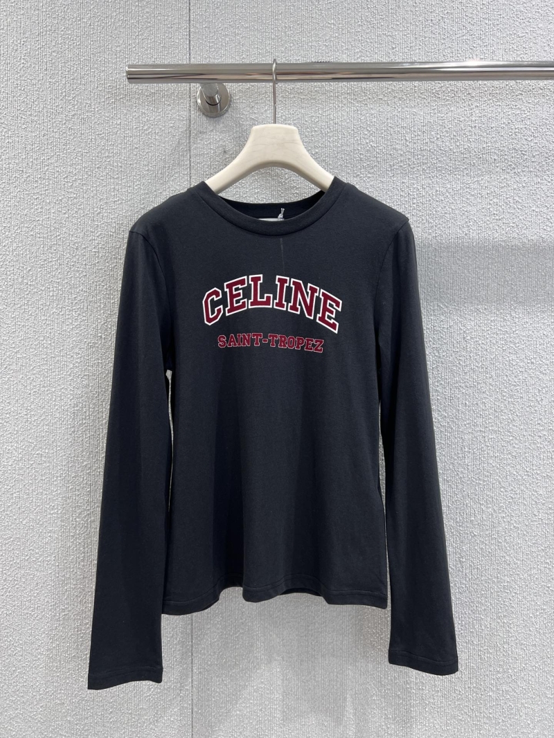 Celine Exclusive Saint-Tropez Graphic Long Sleeve T-Shirt in Black