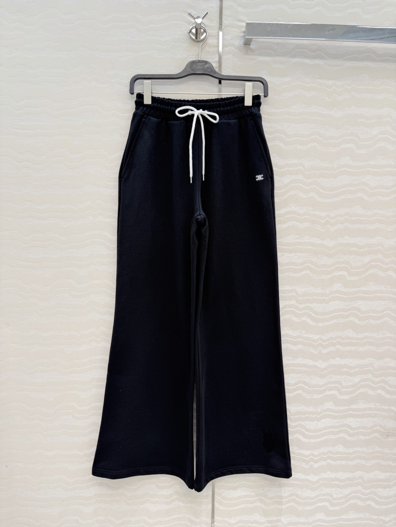 Celine Opulent Black Heavyweight Fleece Wide-Leg Trousers: Elevated Athleisure with Elastic Waist