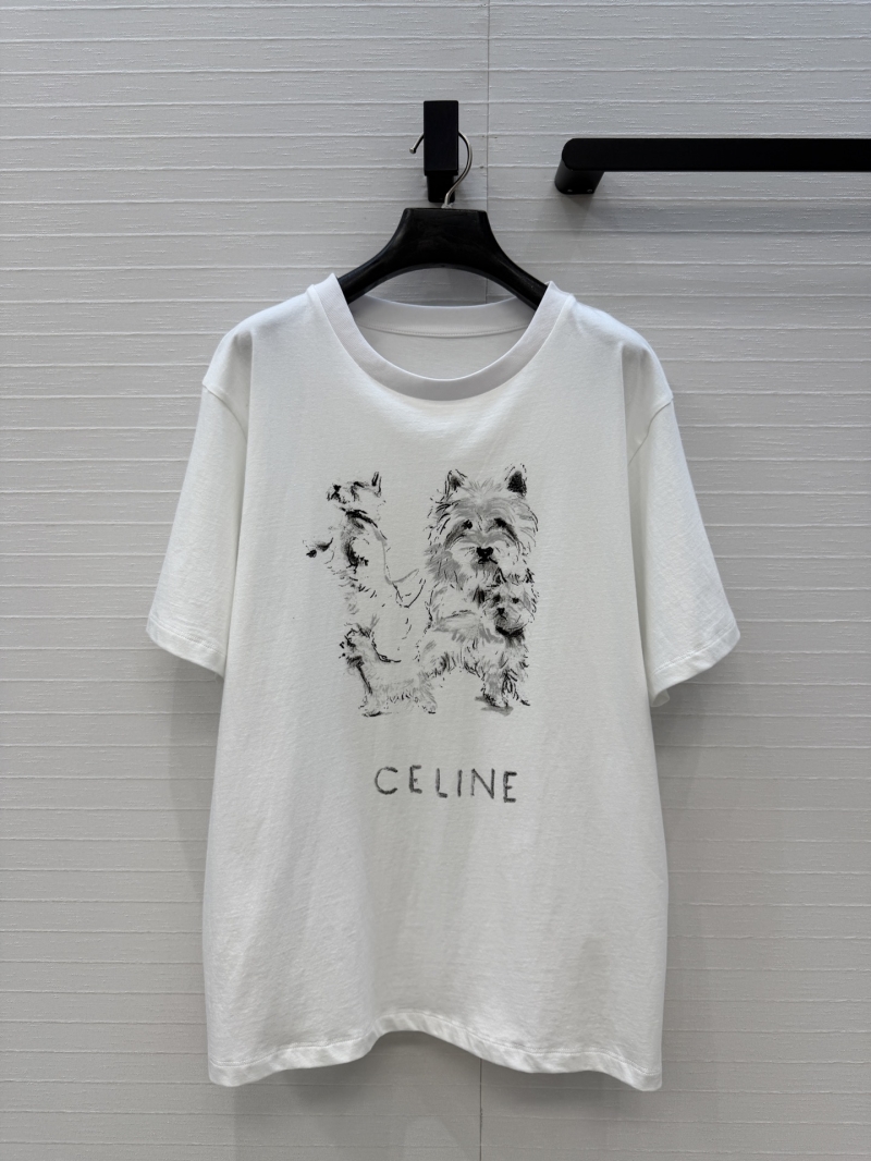 Celine Washed Pure Cotton West Highland Terrier Graphic T-Shirt in White