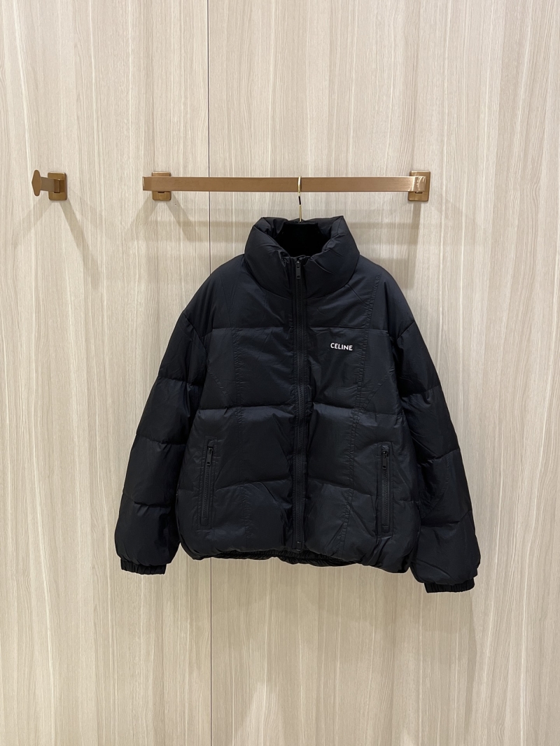 Celine Matte Black Oversized Puffer Jacket - Signature 90% White Duck Down Minimalist Luxury Winter Coat