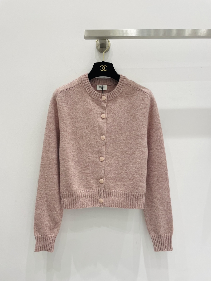 Celine Wool Button-Down Cardigan in Muted Dusty Pink