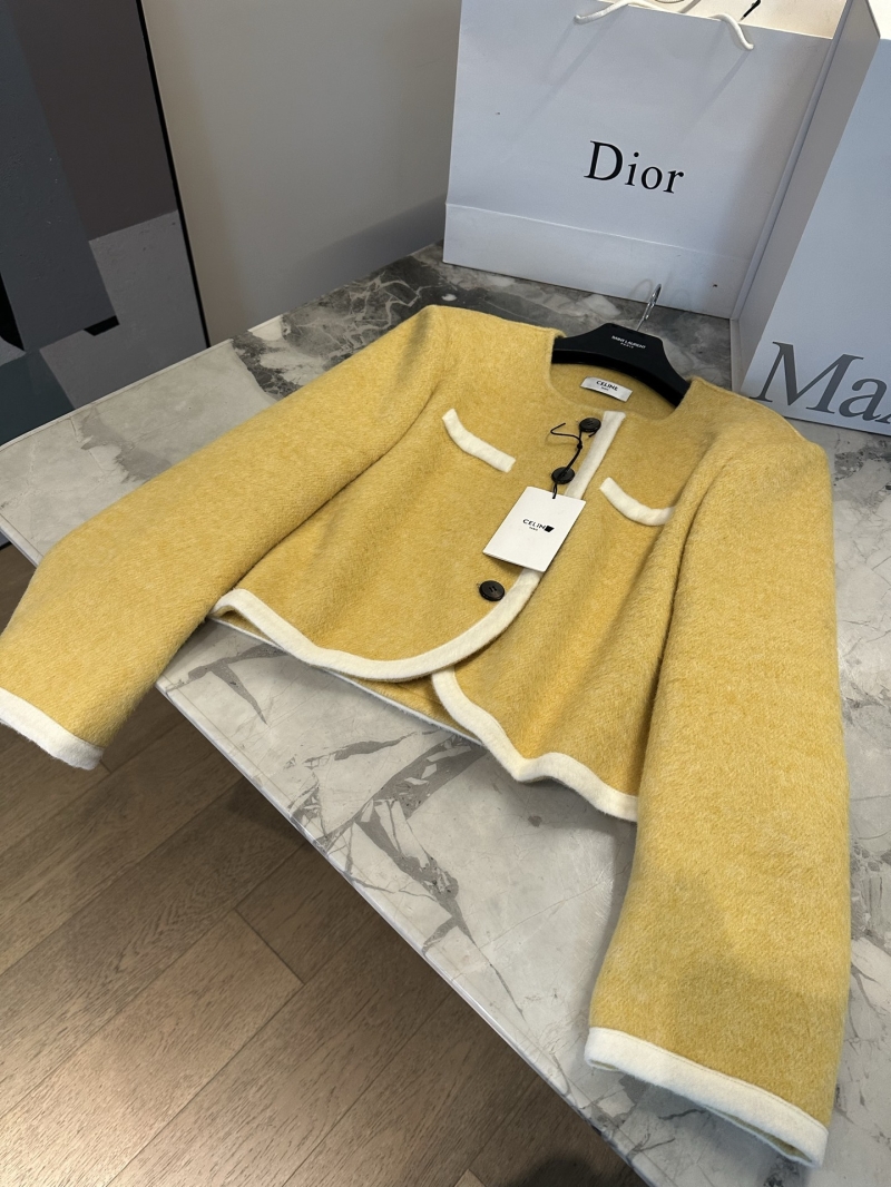 Celine Australian Wool and Alpaca Cropped Jacket in Lemon Yellow