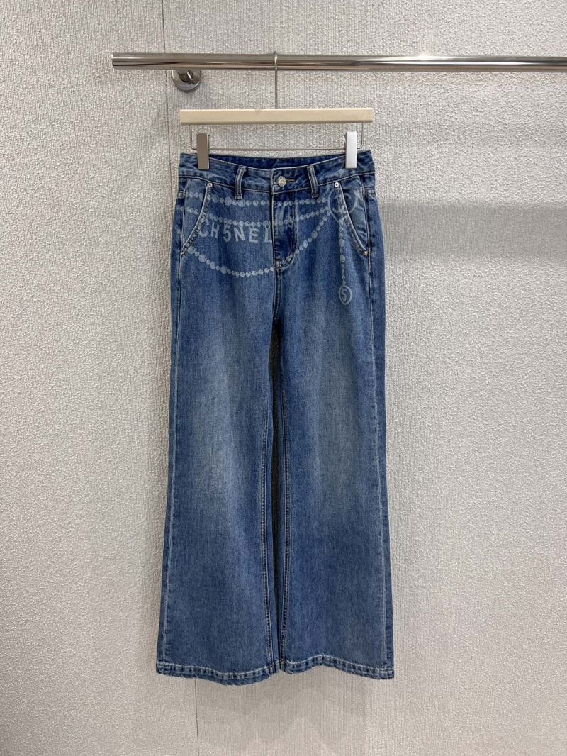 Chanel Exclusive Spring/Summer Chain Laser-Print Flare Jeans