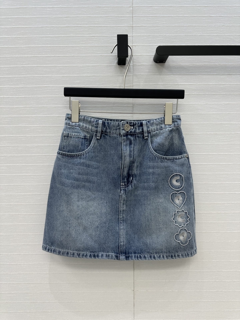 Chanel Exclusive Coco Beach Embroidered Denim Mini Skirt